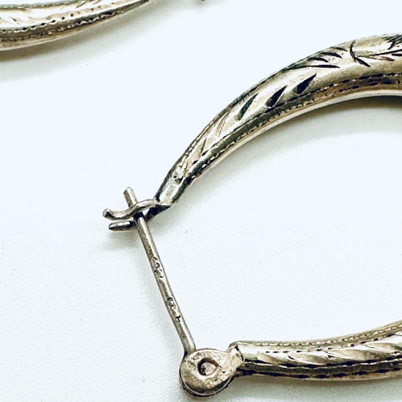 Vintage Silver Hoop Earrings - Picture 6 of 14